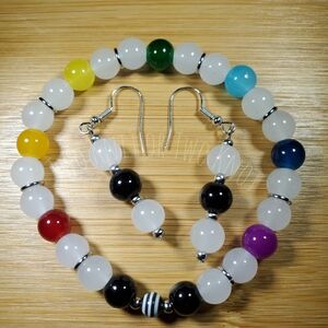 Hand Crafted Multicolor Beaded Bracelet and Earring Set